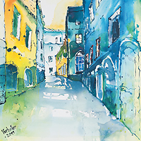 Hall in Tirol, Kurzer Graben, 2011, 60 x 60 cm, Acryl auf Leinwand